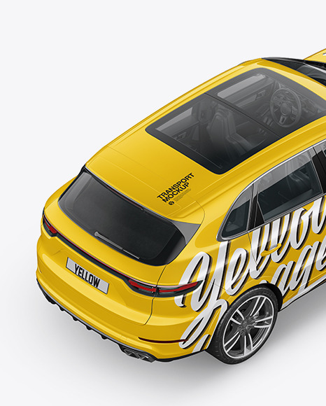 Download Luxury Crossover Mockup Top Back Halfside View In Vehicle Mockups On Yellow Images Object Mockups