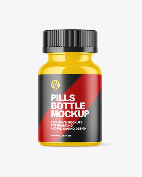 Download Glossy Pills Bottle Mockup In Jar Mockups On Yellow Images Object Mockups PSD Mockup Templates