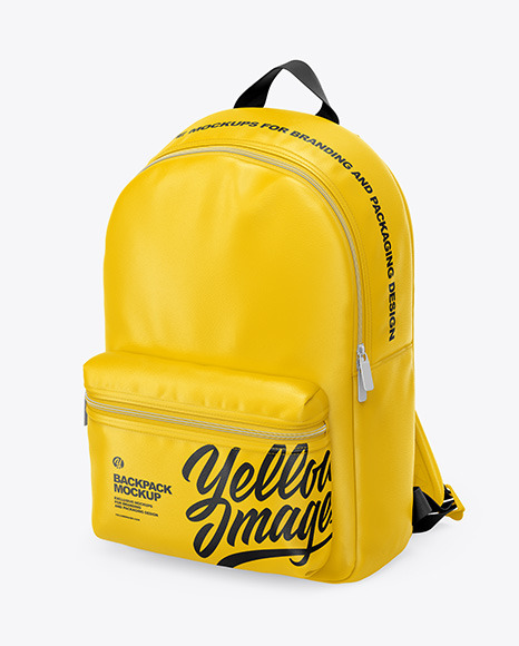 Download Leather Backpack Mockup Half Side View In Apparel Mockups On Yellow Images Object Mockups PSD Mockup Templates