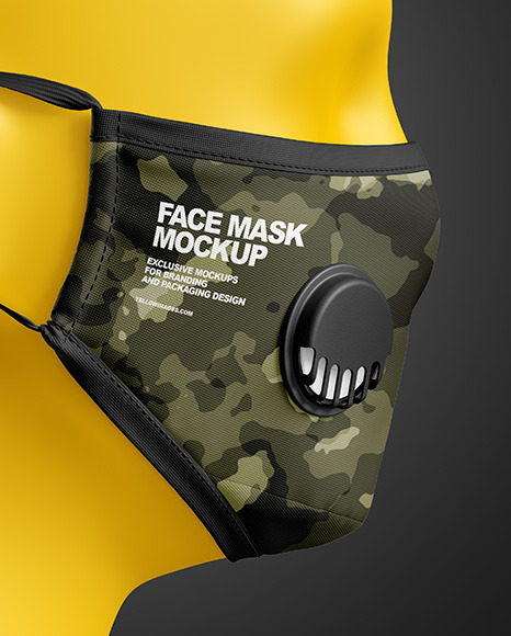 Face Mask Mockup In Apparel Mockups On Yellow Images Object Mockups