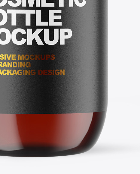 Dark Amber Glass Cosmetic Bottle Mockup PSD #4