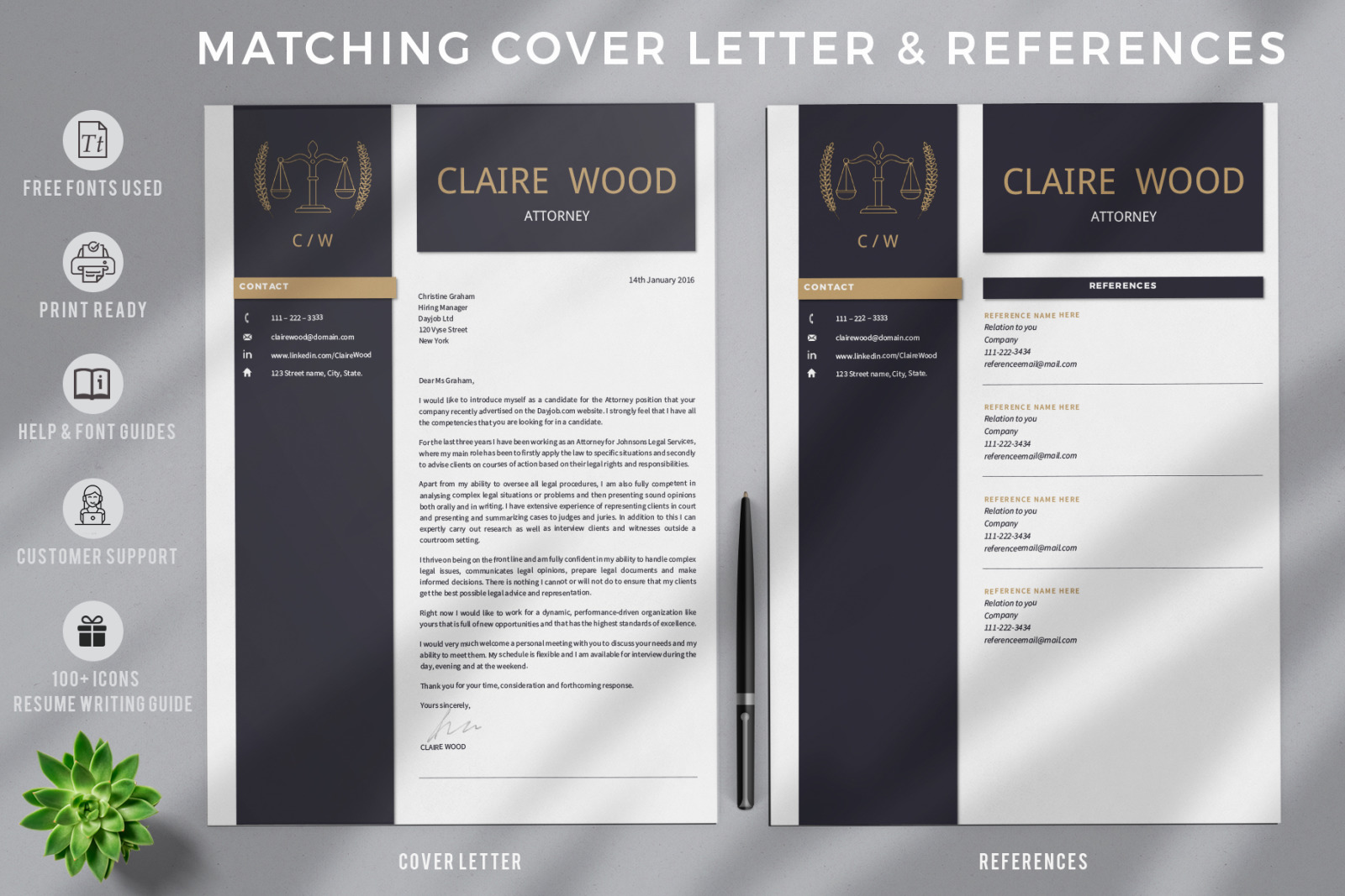 Download Lawyer Resume Template For Ms Word And Pages Attorney Resume Cover Letter References Icons In Resume Templates On Yellow Images Creative Store PSD Mockup Templates