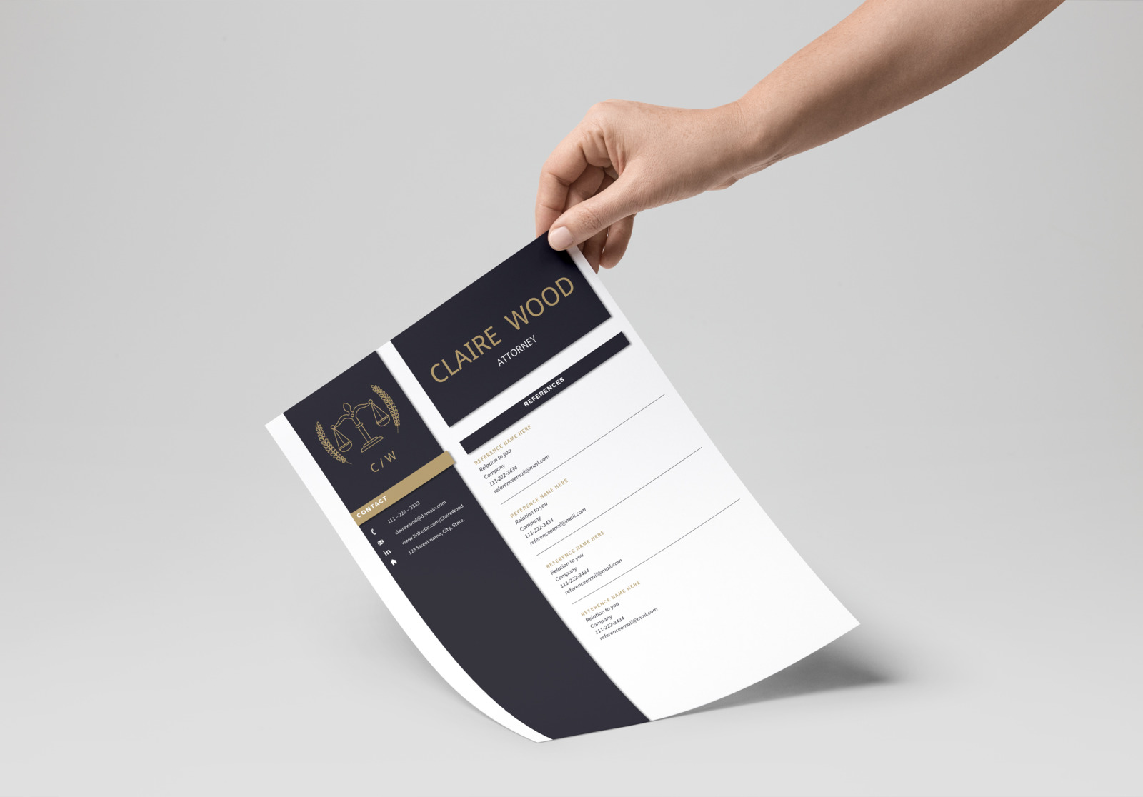 Download Lawyer Resume Template For Ms Word And Pages Attorney Resume Cover Letter References Icons In Resume Templates On Yellow Images Creative Store PSD Mockup Templates