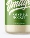 Clear Glass Jar with Horseradish Sauce Mockup