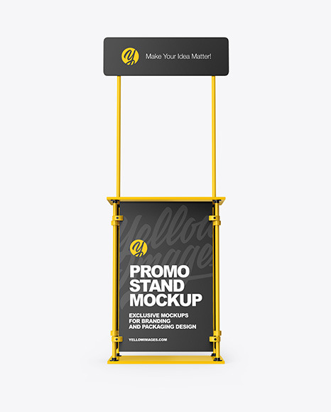 Download Promo Stand Mockup In Indoor Advertising Mockups On Yellow Images Object Mockups PSD Mockup Templates