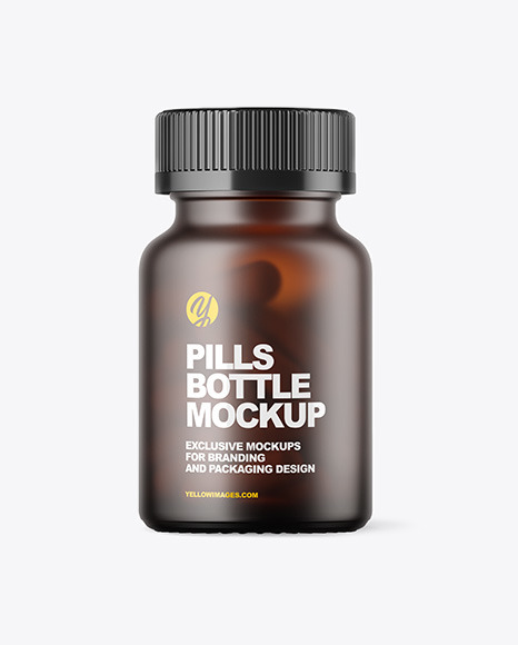 Frosted Amber Pills Bottle Mockup PSD #2