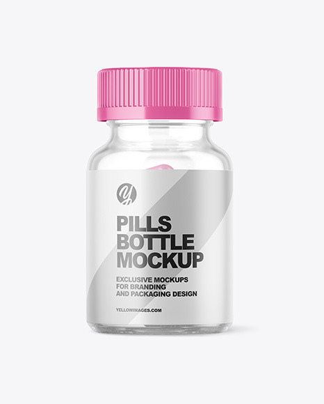 Download Clear Pills Bottle Mockup In Jar Mockups On Yellow Images Object Mockups PSD Mockup Templates