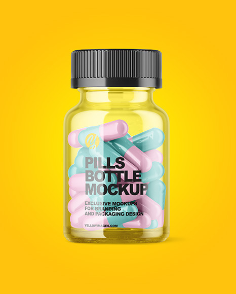 Download Clear Pills Bottle Mockup In Jar Mockups On Yellow Images Object Mockups