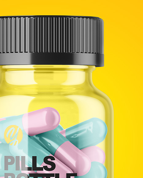 Download Clear Pills Bottle Mockup In Jar Mockups On Yellow Images Object Mockups PSD Mockup Templates