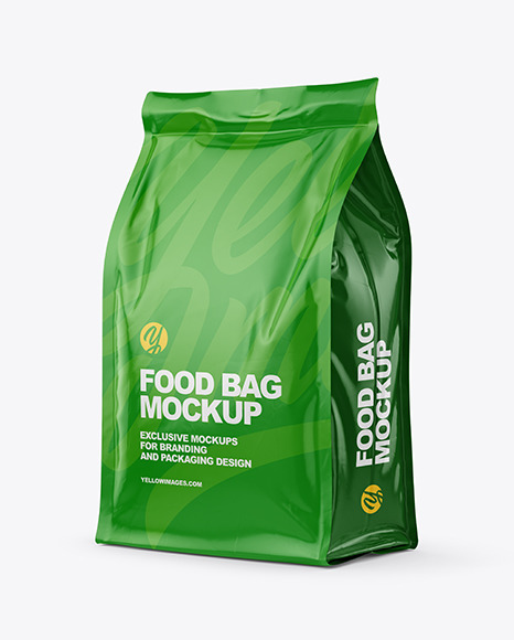 Download Glossy Food Bag Mockup In Bag Sack Mockups On Yellow Images Object Mockups PSD Mockup Templates