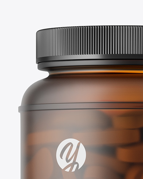 Download Frosted Amber Pills Bottle Mockup in Bottle Mockups on Yellow Images Object Mockups