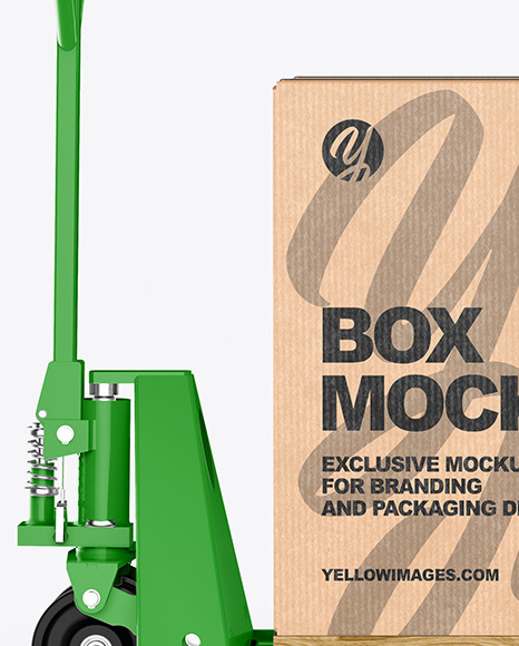 Download Hand Pallet Truck Kraft Box Mockup In Box Mockups On Yellow Images Object Mockups Yellowimages Mockups