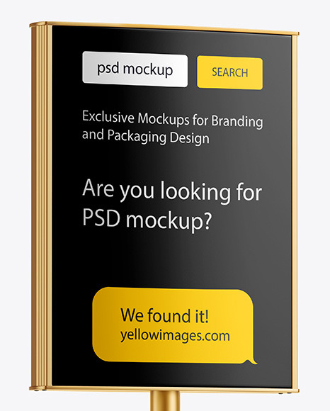 Metallic Stand Mockup In Packaging Mockups On Yellow Images Object Mockups