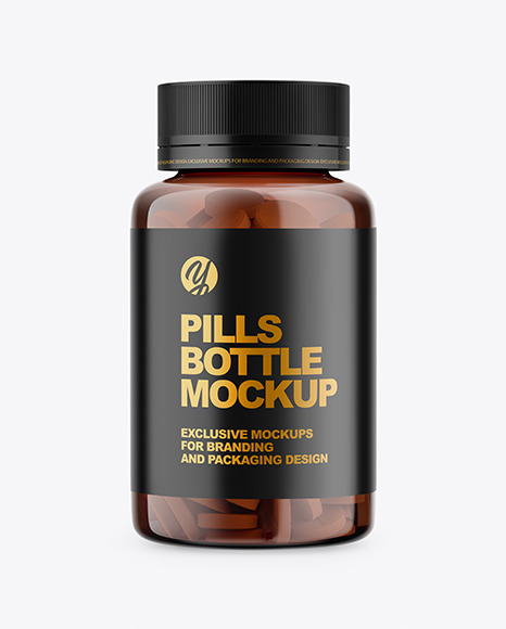 Amber Bottle With Pills Mockup PSD #2