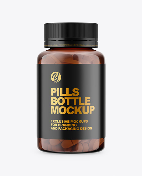 Amber Bottle With Pills Mockup PSD #2