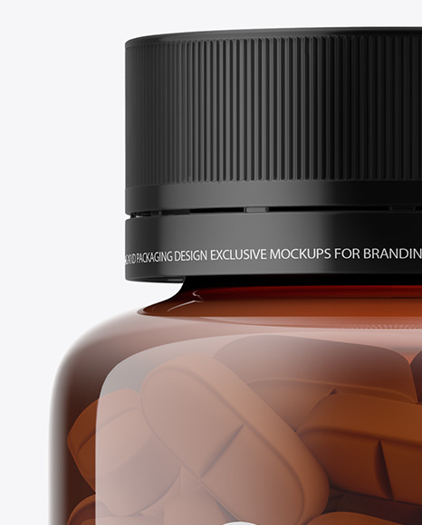 Amber Bottle With Pills Mockup PSD #1
