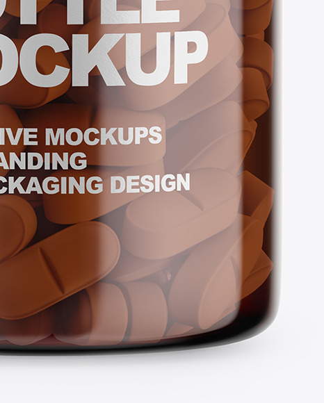 Amber Bottle With Pills Mockup PSD #6
