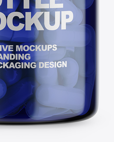 Blue Bottle With Pills Mockup PSD #6
