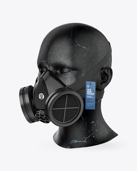 Download Gas Mask Mockup Half Side View In Apparel Mockups On Yellow Images Object Mockups PSD Mockup Templates