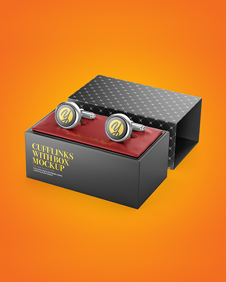 Cufflinks With Box Mockup In Object Mockups On Yellow Images Object Mockups