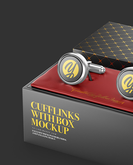 Download Cufflinks With Box Mockup In Object Mockups On Yellow Images Object Mockups PSD Mockup Templates