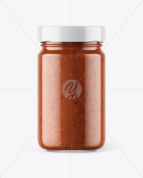 Download Clear Glass Jar With Sweet Chili Sauce Mockup In Jar Mockups On Yellow Images Object Mockups