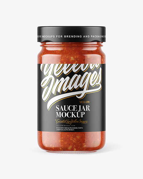 Download Clear Glass Jar With Tomato Meat Sauce Mockup In Jar Mockups On Yellow Images Object Mockups