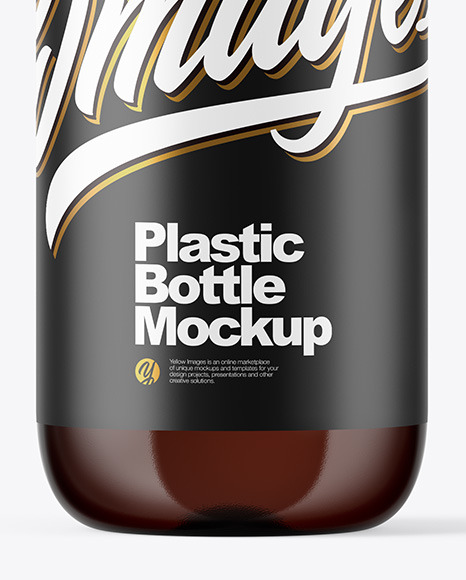 Amber Plastic Bottle Mockup PSD #1