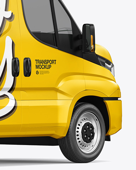 Download TV Van Mockup - Back HalfSide View in Vehicle Mockups on Yellow Images Object Mockups