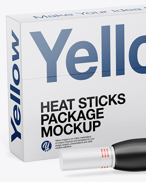 Download Tobacco Heating System With Heat Sticks Package Mockup In Box Mockups On Yellow Images Object Mockups PSD Mockup Templates