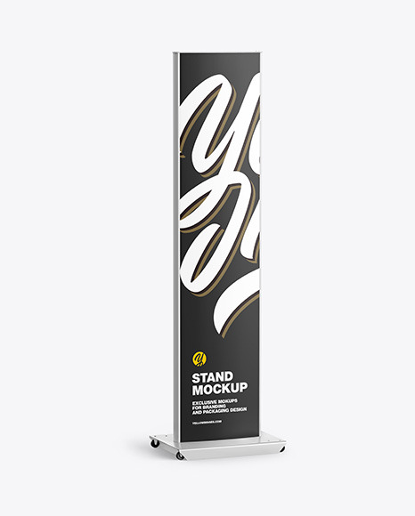 Download Metallic Stand W Plastic Front Mockup In Indoor Advertising Mockups On Yellow Images Object Mockups PSD Mockup Templates