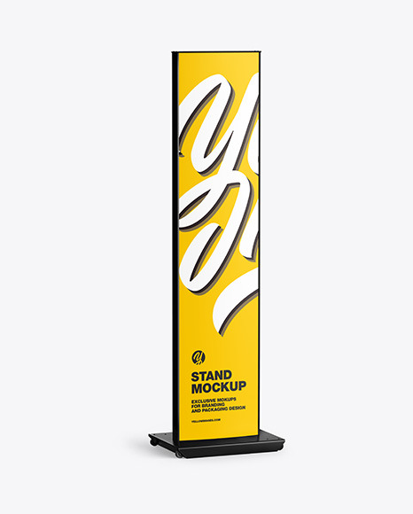 Download Metallic Stand W Plastic Front Mockup In Indoor Advertising Mockups On Yellow Images Object Mockups