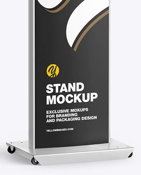 Download Metallic Stand W Plastic Front Mockup In Indoor Advertising Mockups On Yellow Images Object Mockups PSD Mockup Templates