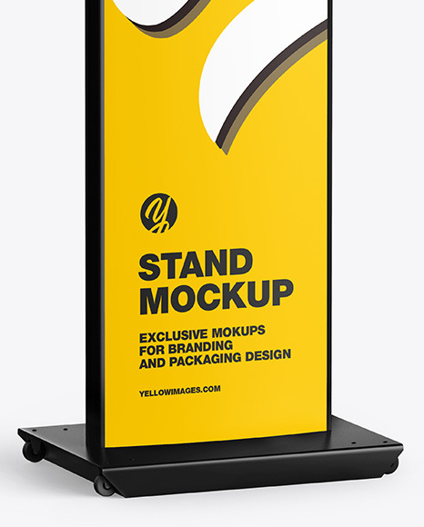 Download Metallic Stand W Plastic Front Mockup In Indoor Advertising Mockups On Yellow Images Object Mockups PSD Mockup Templates