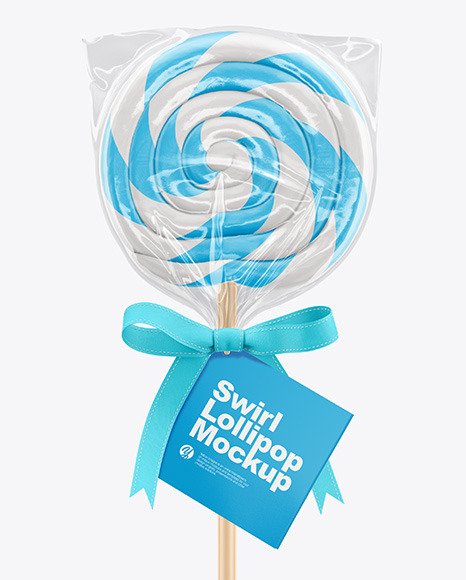 Swirl Lollipop with Bow and Label Mockup PSD #1