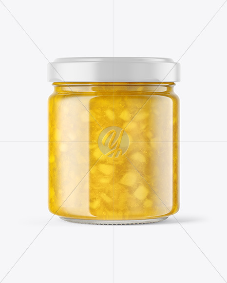 Clear Glass Jar With Pineapple Jam Mockup In Jar Mockups On Yellow Images Object Mockups