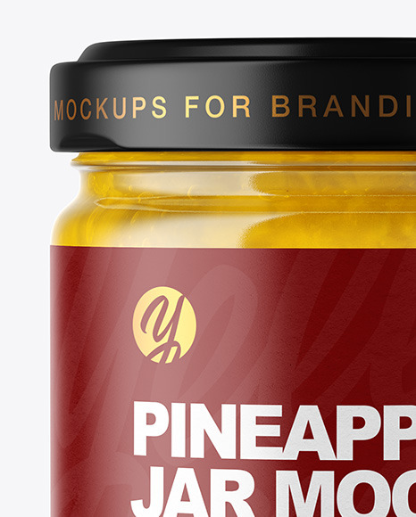 Download Clear Glass Jar With Pineapple Jam Mockup In Jar Mockups On Yellow Images Object Mockups PSD Mockup Templates