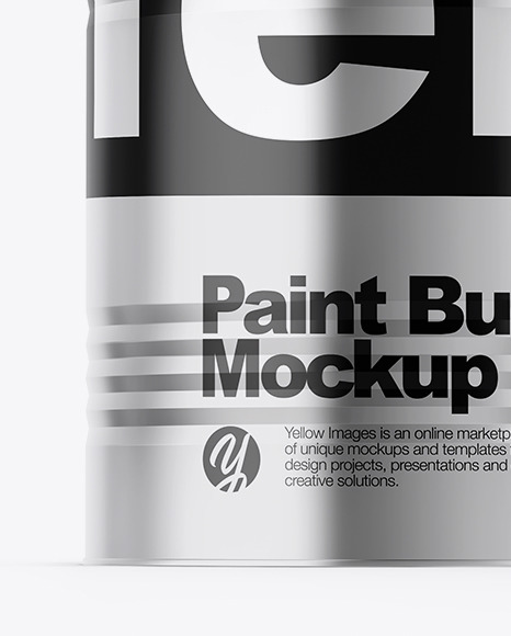 Metallic Paint Bucket Mockup Front View In Bottle Mockups On Yellow Images Object Mockups