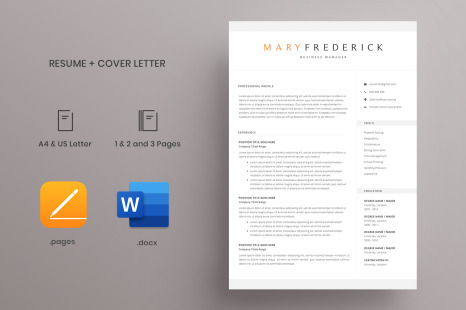 Resume Template and Cover Letter / 4 Pages / CV