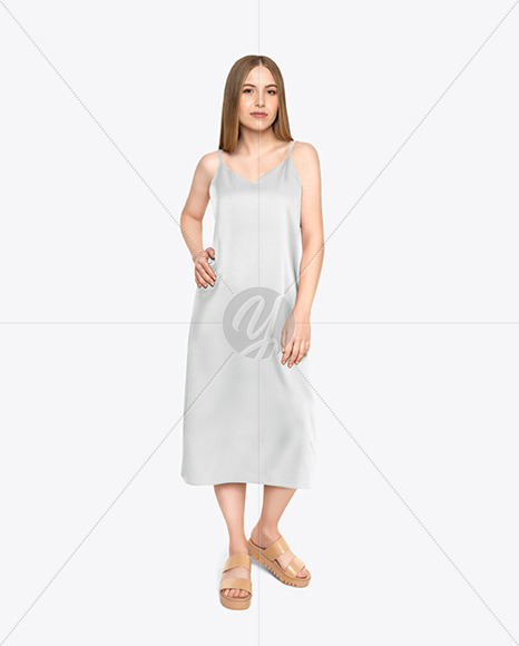 Girl In A Dress Mockup In Apparel Mockups On Yellow Images Object Mockups