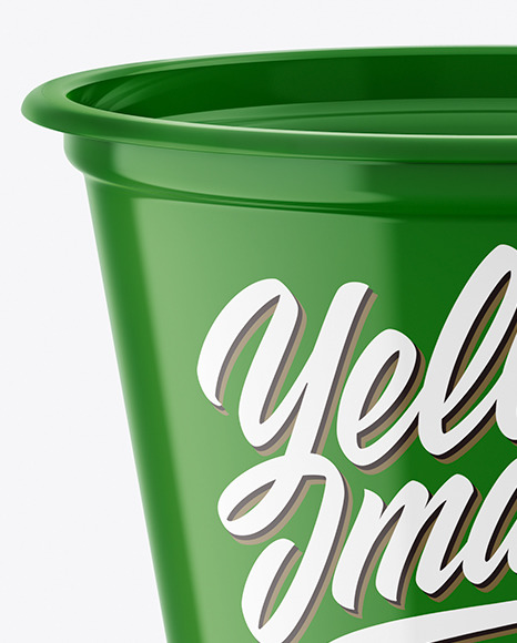 Glossy Plastic Pail Mockup In Bucket Pail Mockups On Yellow Images Object Mockups