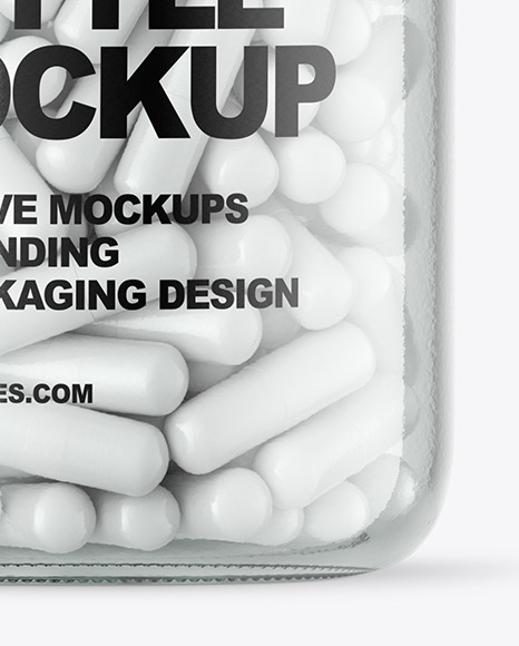 Clear Glass Pills Bottle Mockup PSD #4