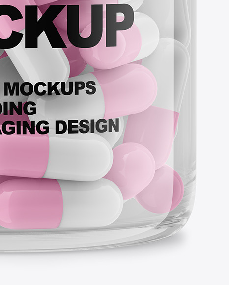 Clear Bottle With Pills Mockup PSD #1