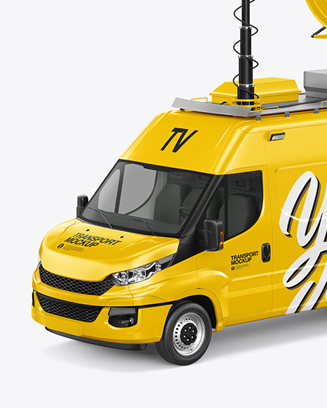 TV Van Mockup -   Front HalfSide View