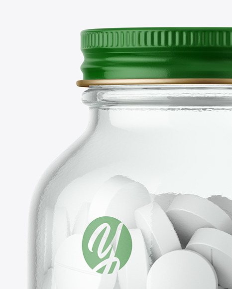 Clear Glass Pills Bottle Mockup PSD #2