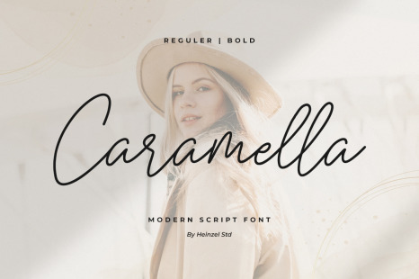 Caramella - Modern Script Font, Single Line Font, Monoline Script