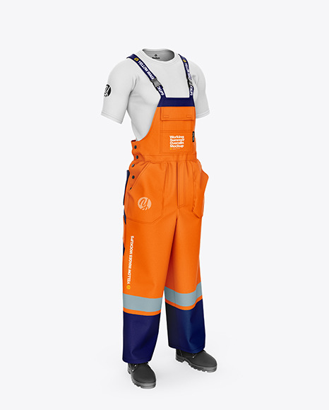 Download Working Overalls Mockup - Front Half Side View in Apparel ...