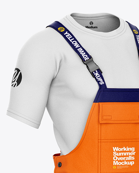 Download Working Overalls Mockup - Front Half Side View | Yellow Author