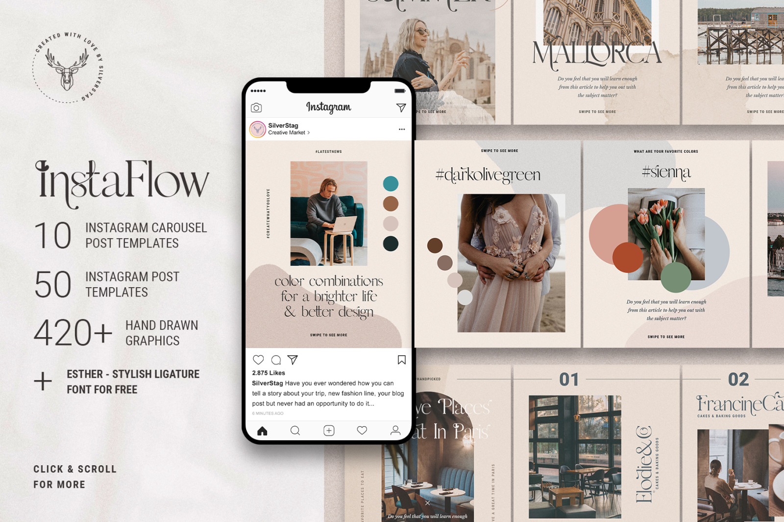 Instaflow Instagram Carousel Post Templates In Social Media Templates On Yellow Images Creative Store