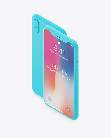 Isometric Clay Apple Iphone X Mockup In Device Mockups On Yellow Images Object Mockups